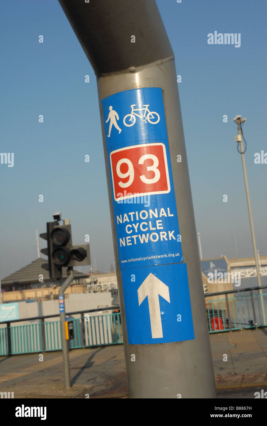 National Cycle Network Beschilderung zur Route 93 in Belfast, Northern Ireland Stockfoto