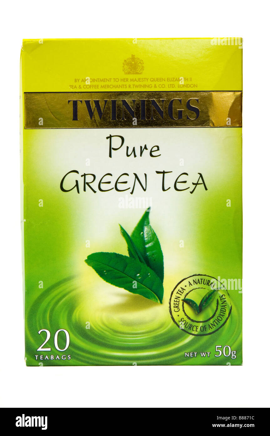Box von Twinings Pure Green Tea Bags Teebeuteln Stockfoto