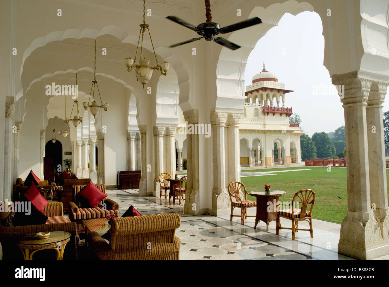 Rambagh Palace Hotel, ehemalige Maharaja Palast, Rajasthan, Indien Stockfoto