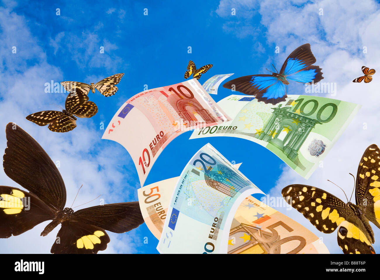 Sind Ihre Euro-Anlagen entfernt fliegen?  (Ähnlich wie erschossen mit US-Dollar und Pfund Sterling) Stockfoto