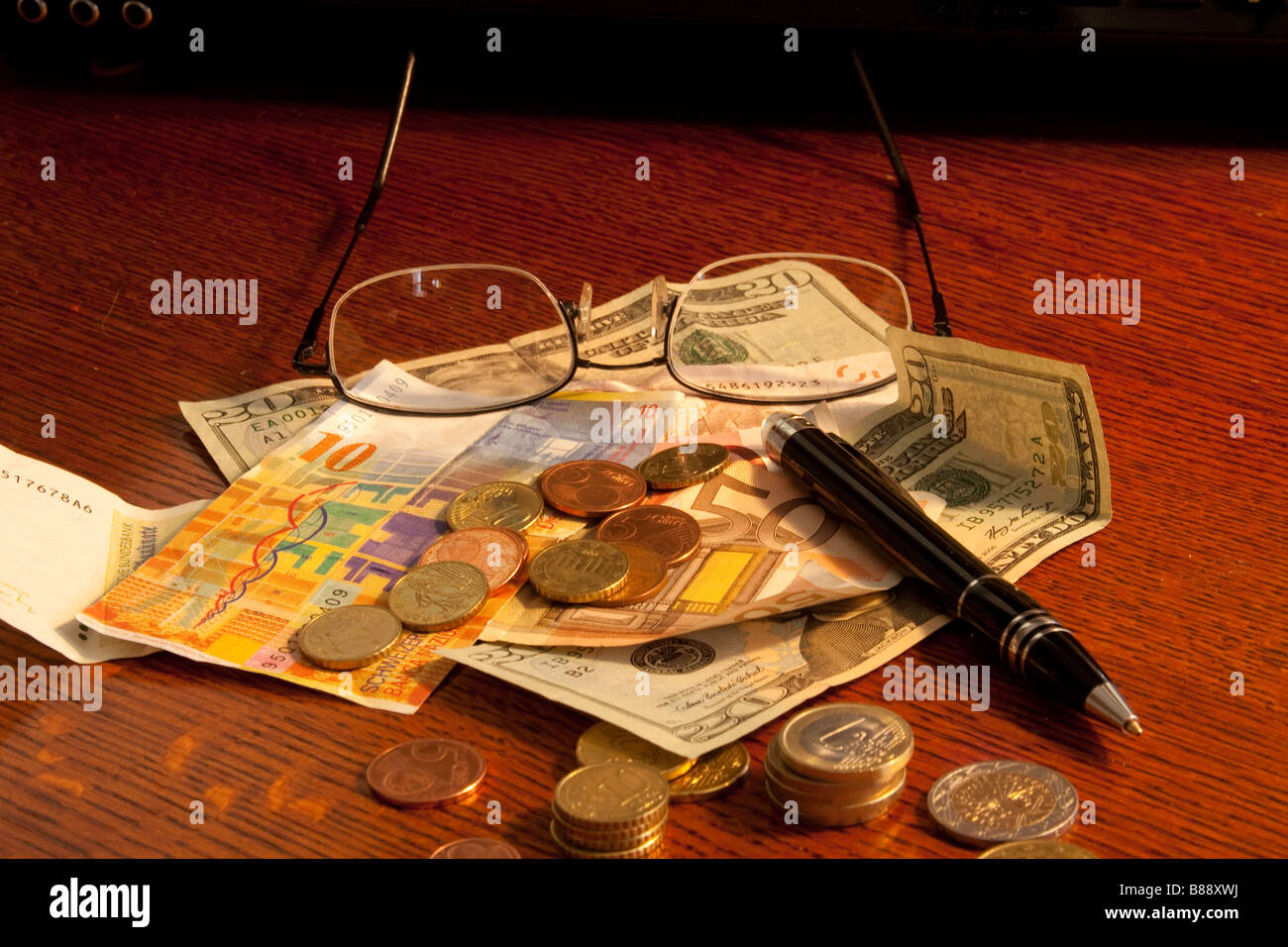 Euro und Dollar Stockfoto