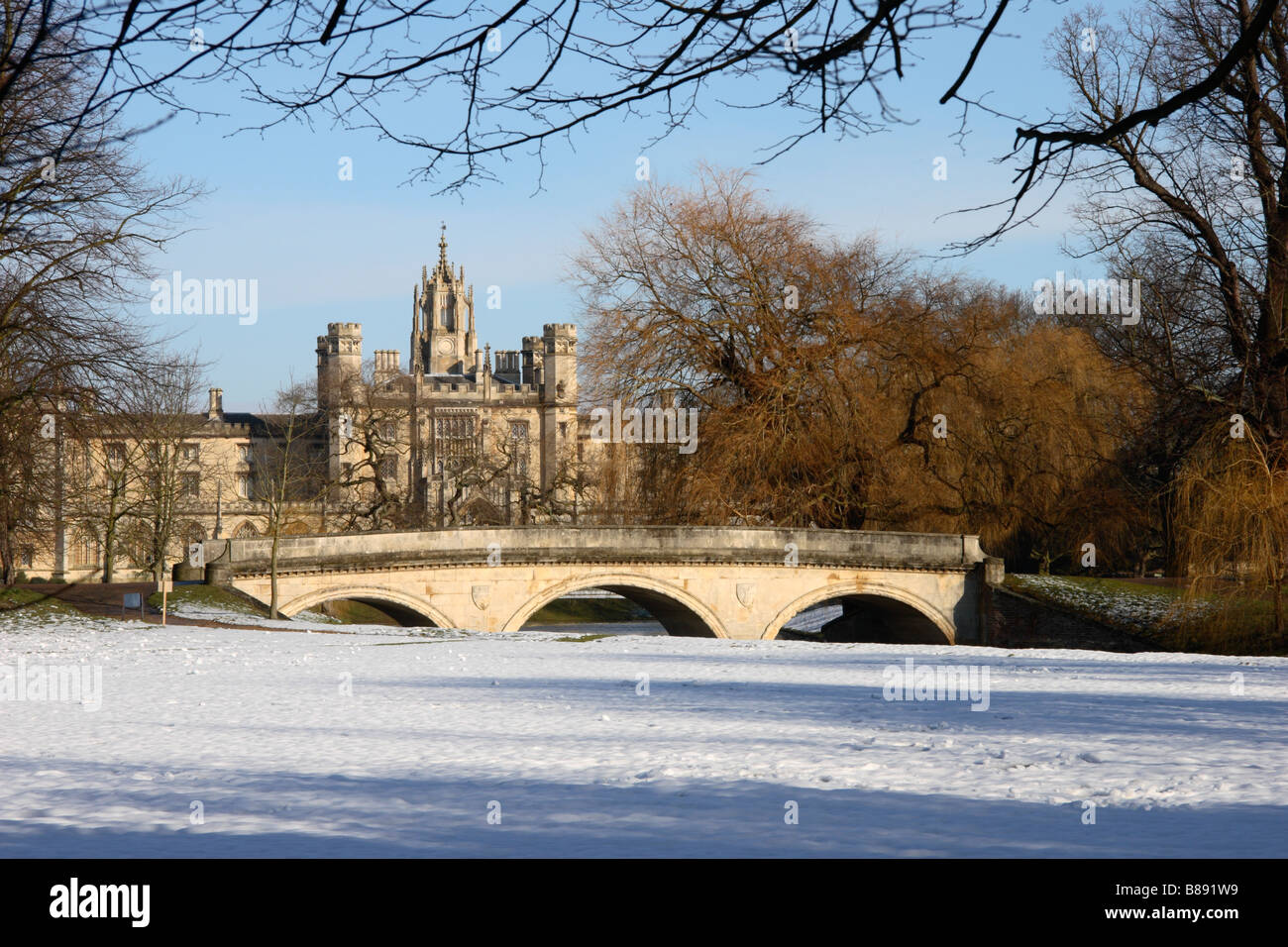 "St. John's" College und "Trinity Bridge", Cambridge, England, UK. Stockfoto