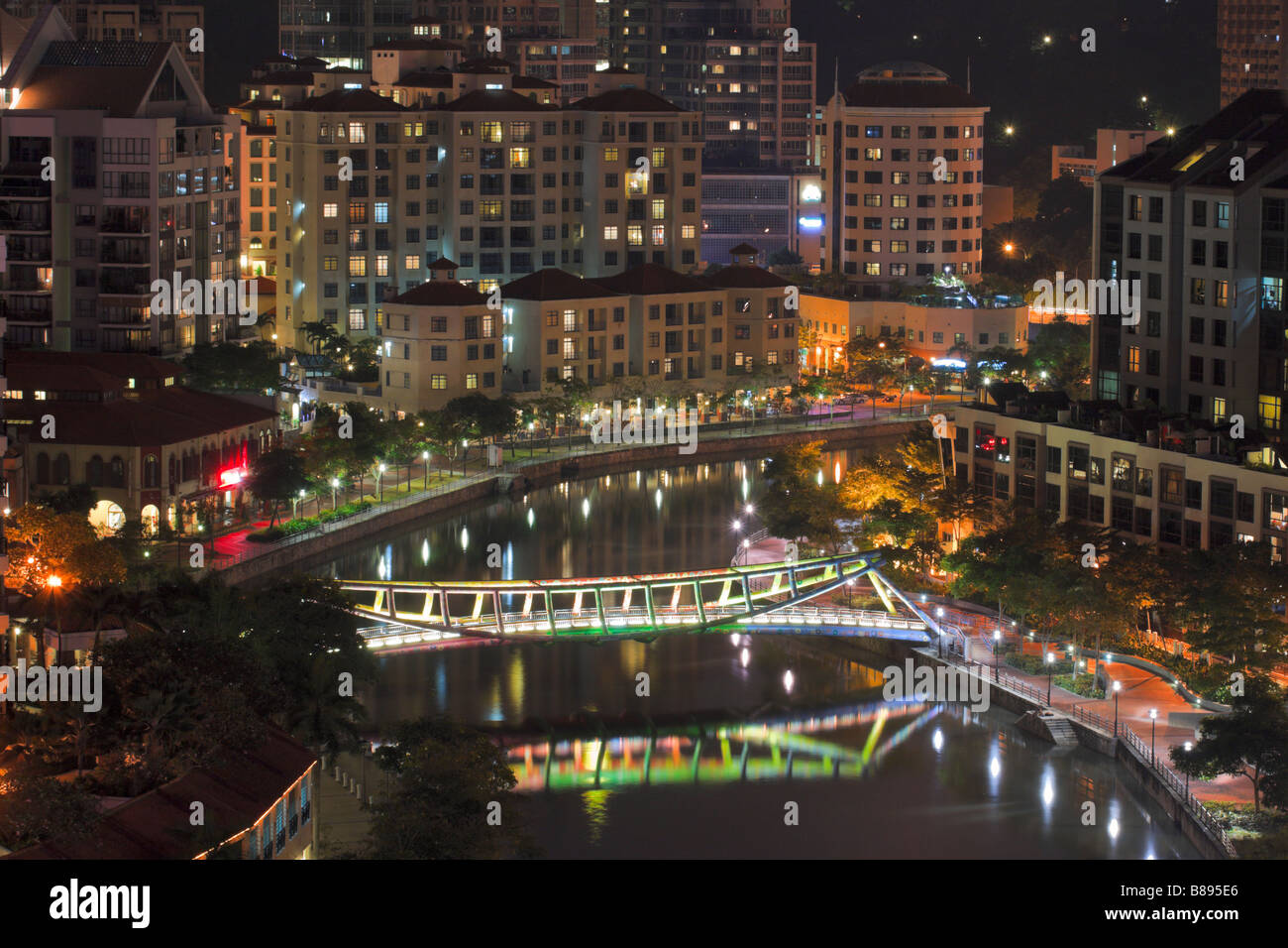 Abend in Singapur Stadt Stockfoto