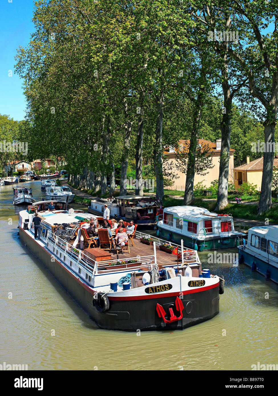 Canal du Midi in Capestang, Frankreich. Stockfoto