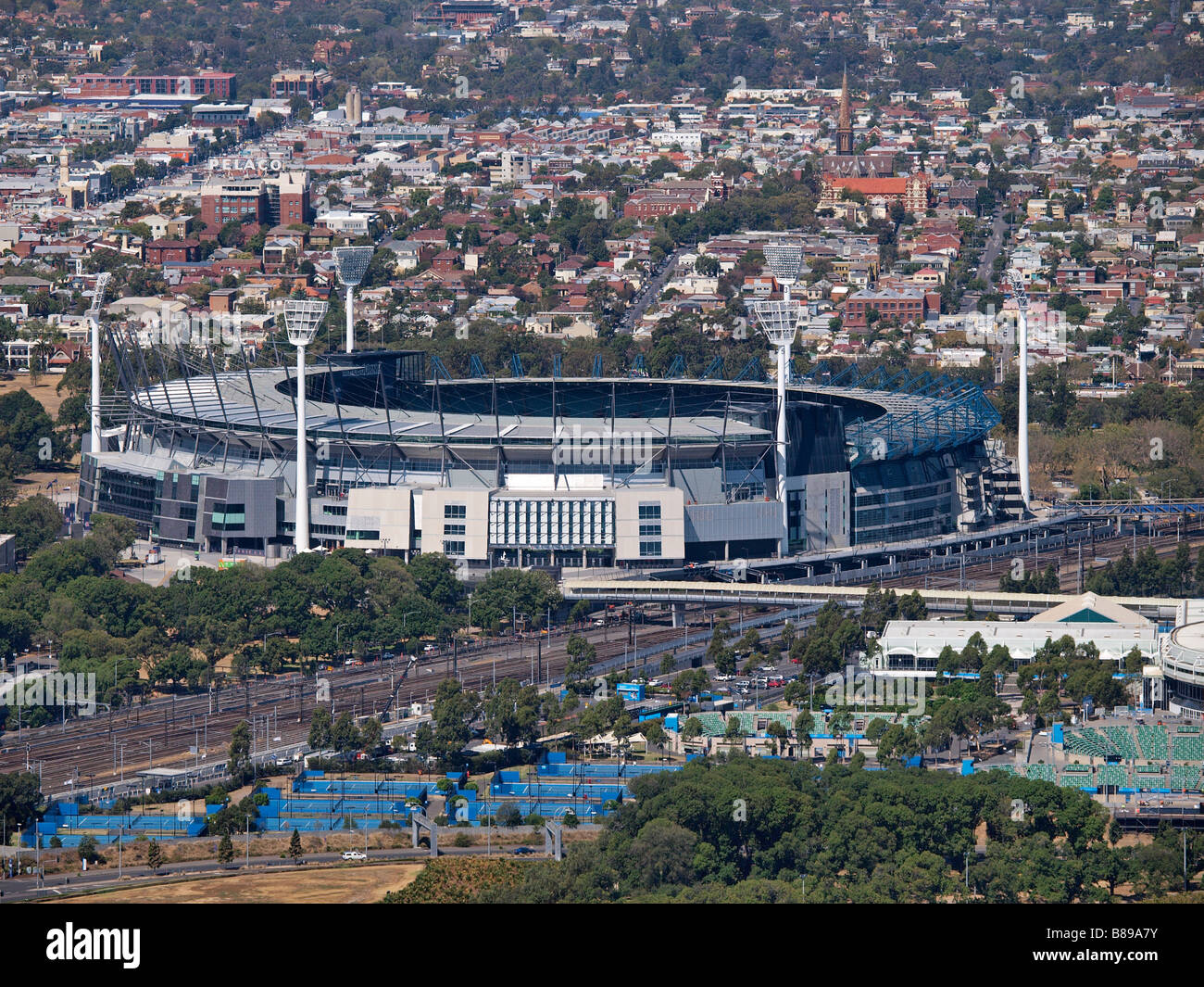 Eyriel Blick auf Melbourne Cricket Ground von Rialto Towers Melbourne victoria Australien Stockfoto