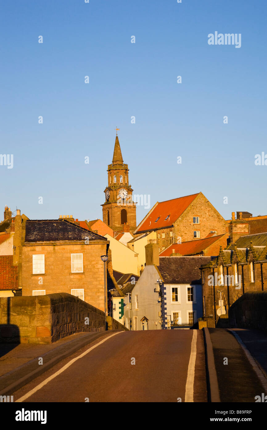 Blick von Berwick nach Tweed bei Sonnenuntergang Stockfoto