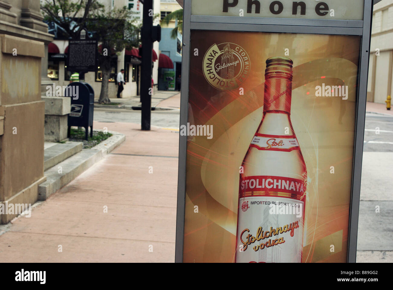 Stolichnaya Vodka Anzeige auf NE 1st Street in Downtown Miami Stockfoto