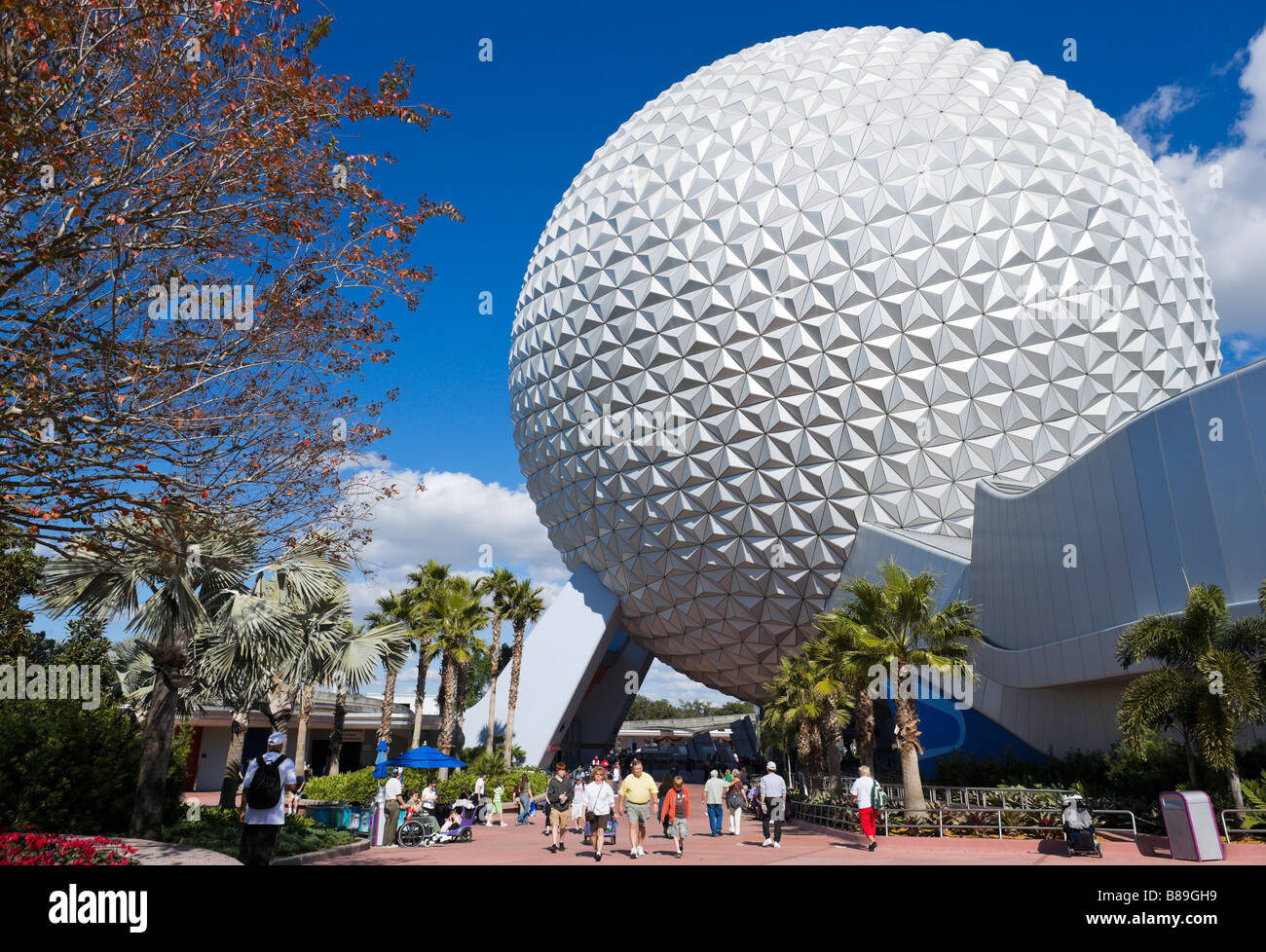 Die geodätische Kugel Spaceship Earth, Epcot Center, Walt Disney World Resort, Lake Buena Vista, Orlando, Florida, USA Stockfoto