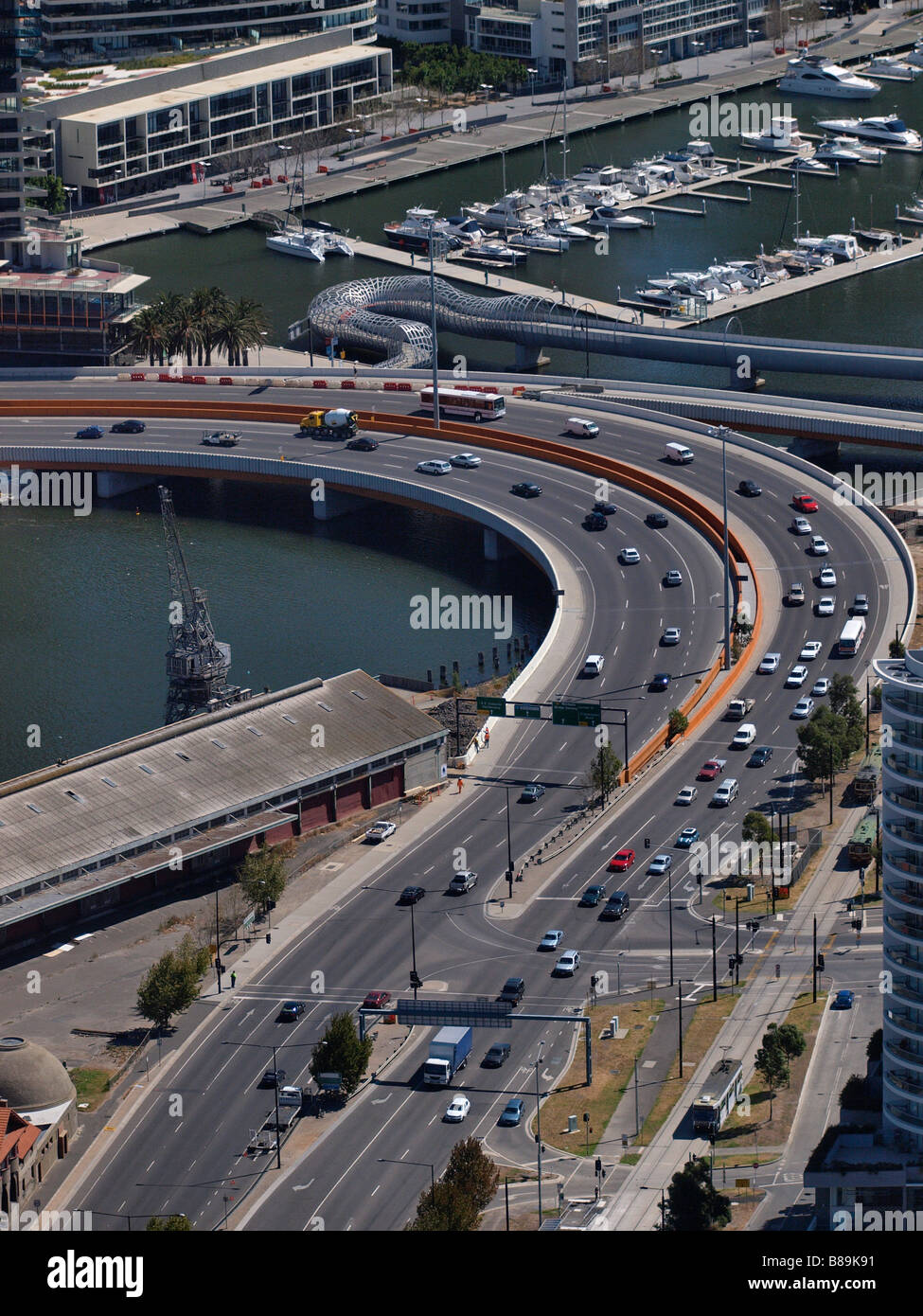 Eyriel Blick auf die Docklands, montaque Street von Rialto Towers Melbourne victoria Australien Stockfoto