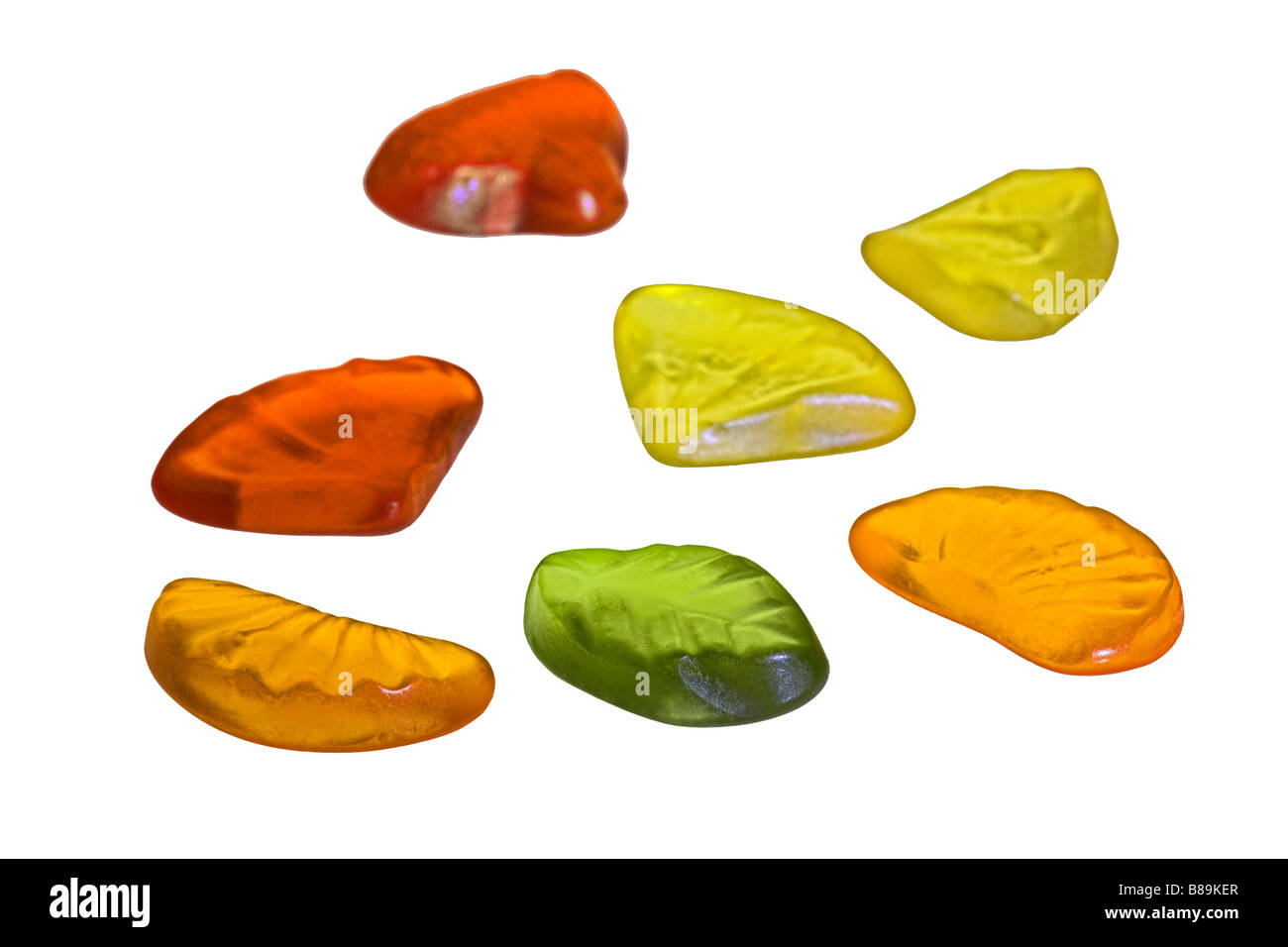 vielfarbiges Fruchtgummi, Closeup, Ausschnitt Stockfoto