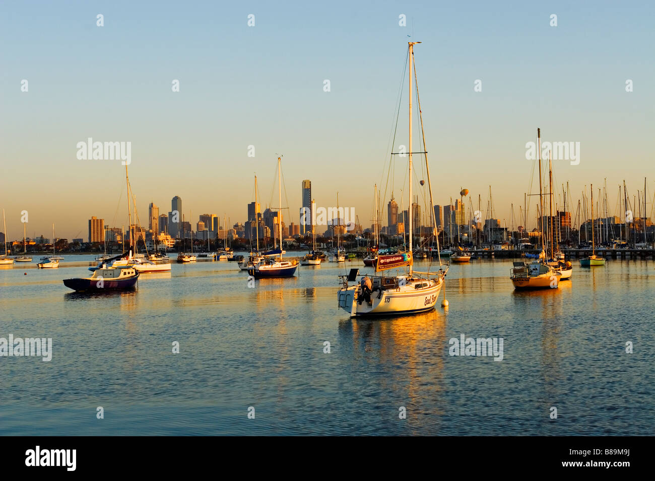 Malerischen Melbourne / The St Kilda Breakwater im Morgengrauen. Melbourne Victoria Australien. Stockfoto