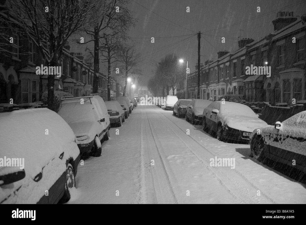 Schnee in Leytonstone, London 2. Februar 2009 Stockfoto