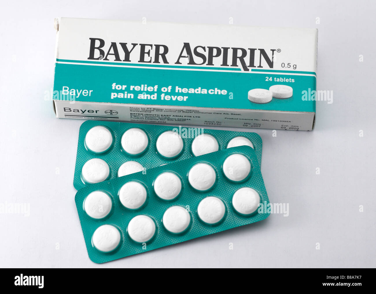 Bayer Aspirin-Tabletten Stockfoto