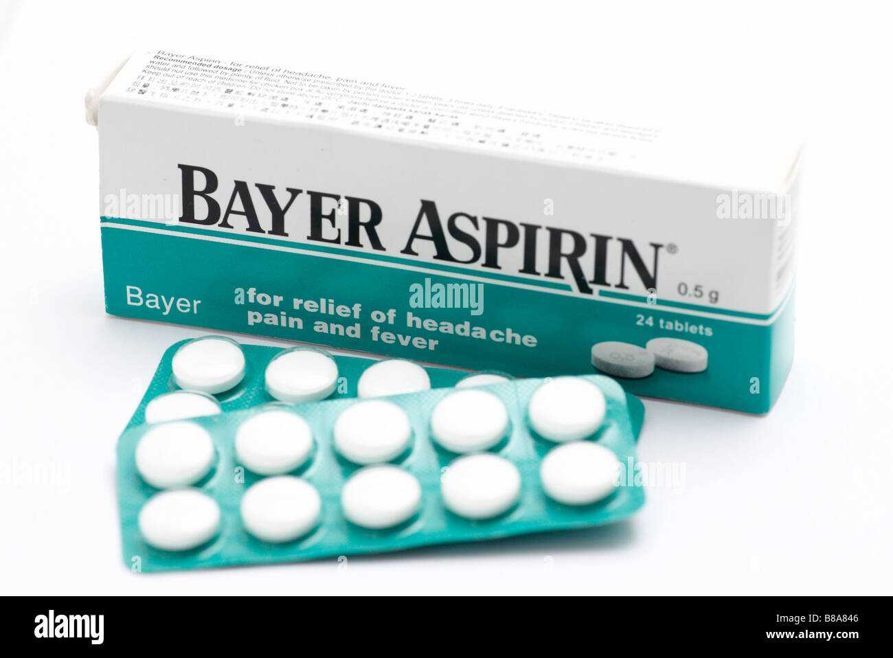 Bayer Aspirin-Tabletten Stockfoto