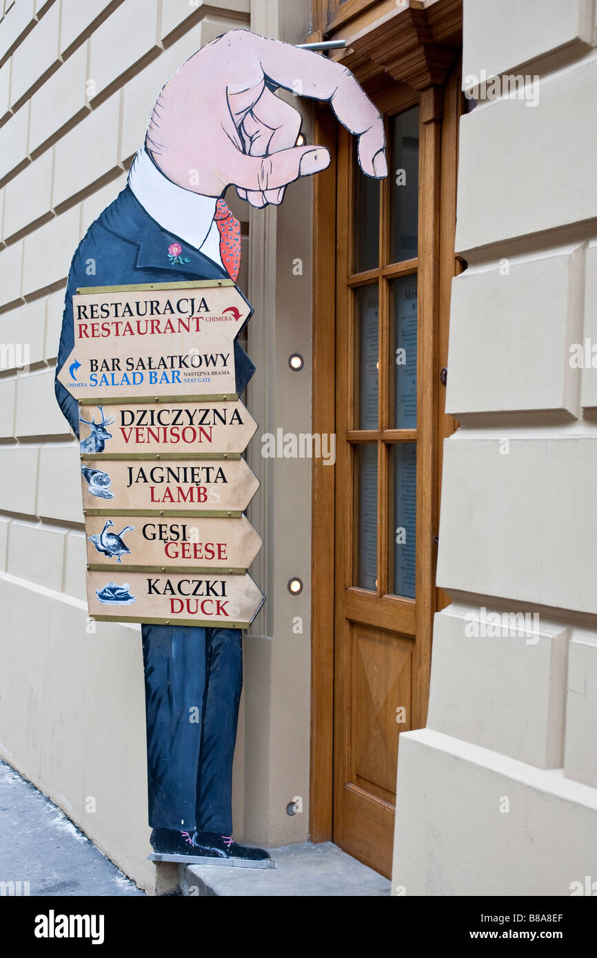 Ungewöhnliche Restaurant Zeichen. SW. Anny, Krakau, Polen Stockfoto