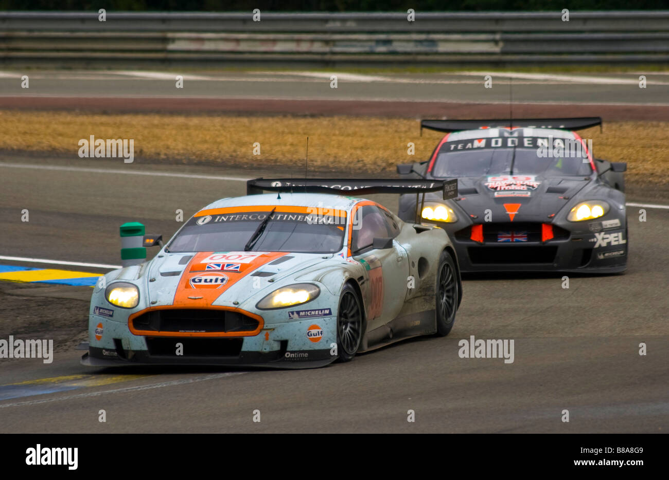 Aston Martin DBR9 Rennen im Jahr 2008 24-Stunden-Rennen von Le Mans, Frankreich. Stockfoto