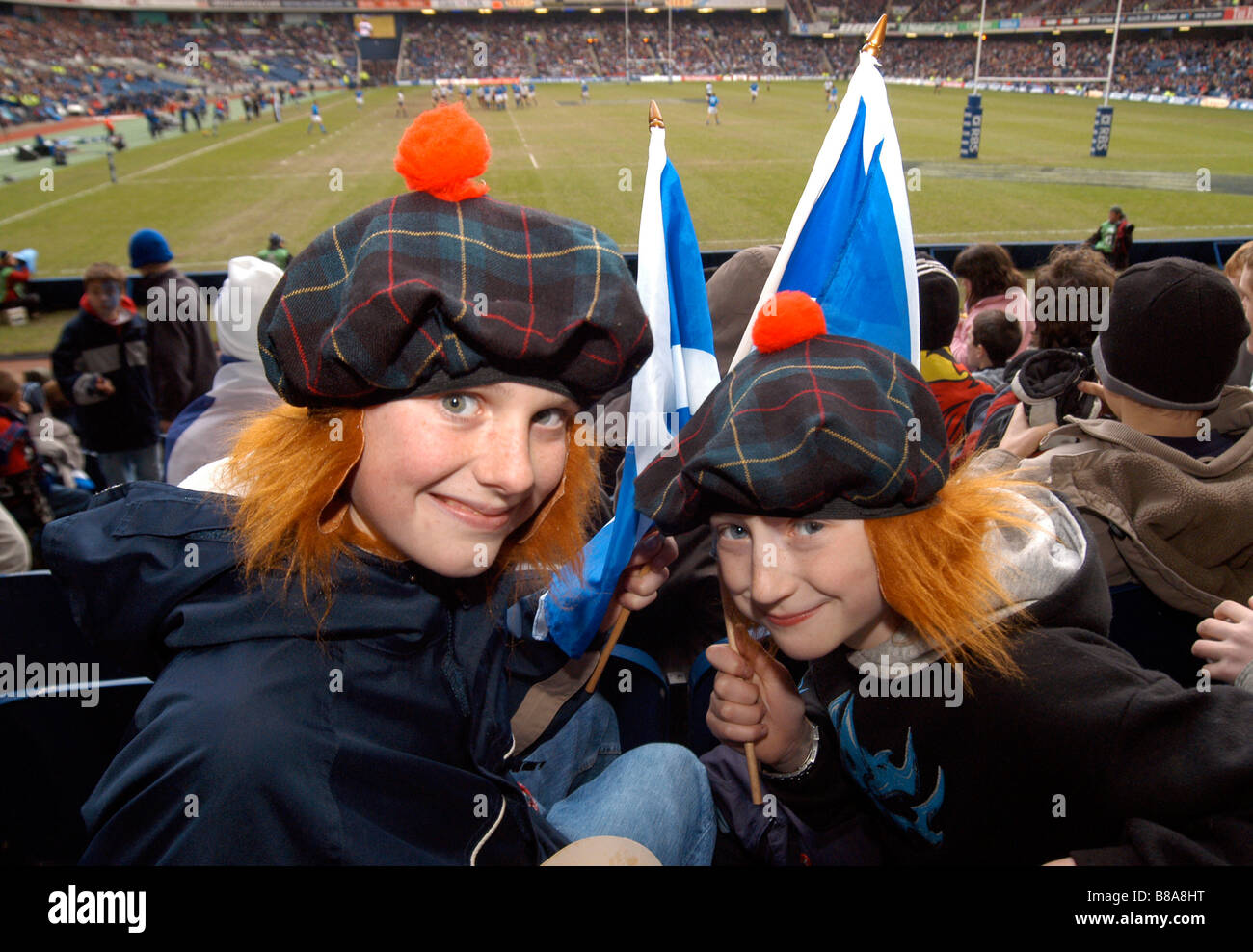 Schottische Fans bei Murrayfield Stockfoto