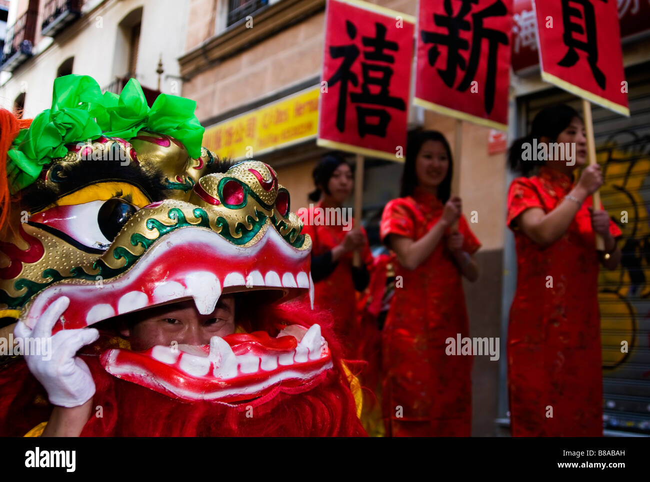 Chinese New Year Feierlichkeiten im Stadtteil Lavapiés, Madrid Stockfoto