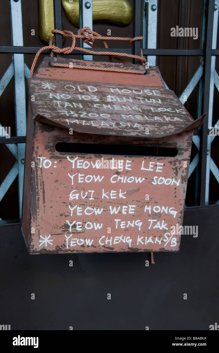 Malacca Malaysia Brief Kasten Adres Straße Stockfoto