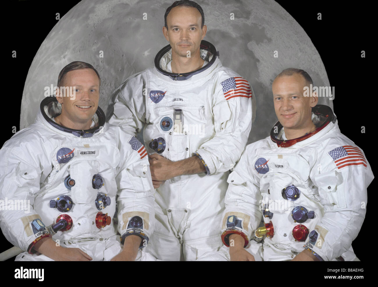 Apollo 11 erstklassige Crew. Sie sind von links nach rechts: Neil A. Armstrong, Michael Collins und Edwin (Buzz) Aldrin Jr.. Stockfoto Apollo 11 erstklassige Crew. Sie sind von links nach rechts: Neil A. Armstrong, Michael Collins und Edwin (Buzz) Aldrin Jr.. Stockfoto