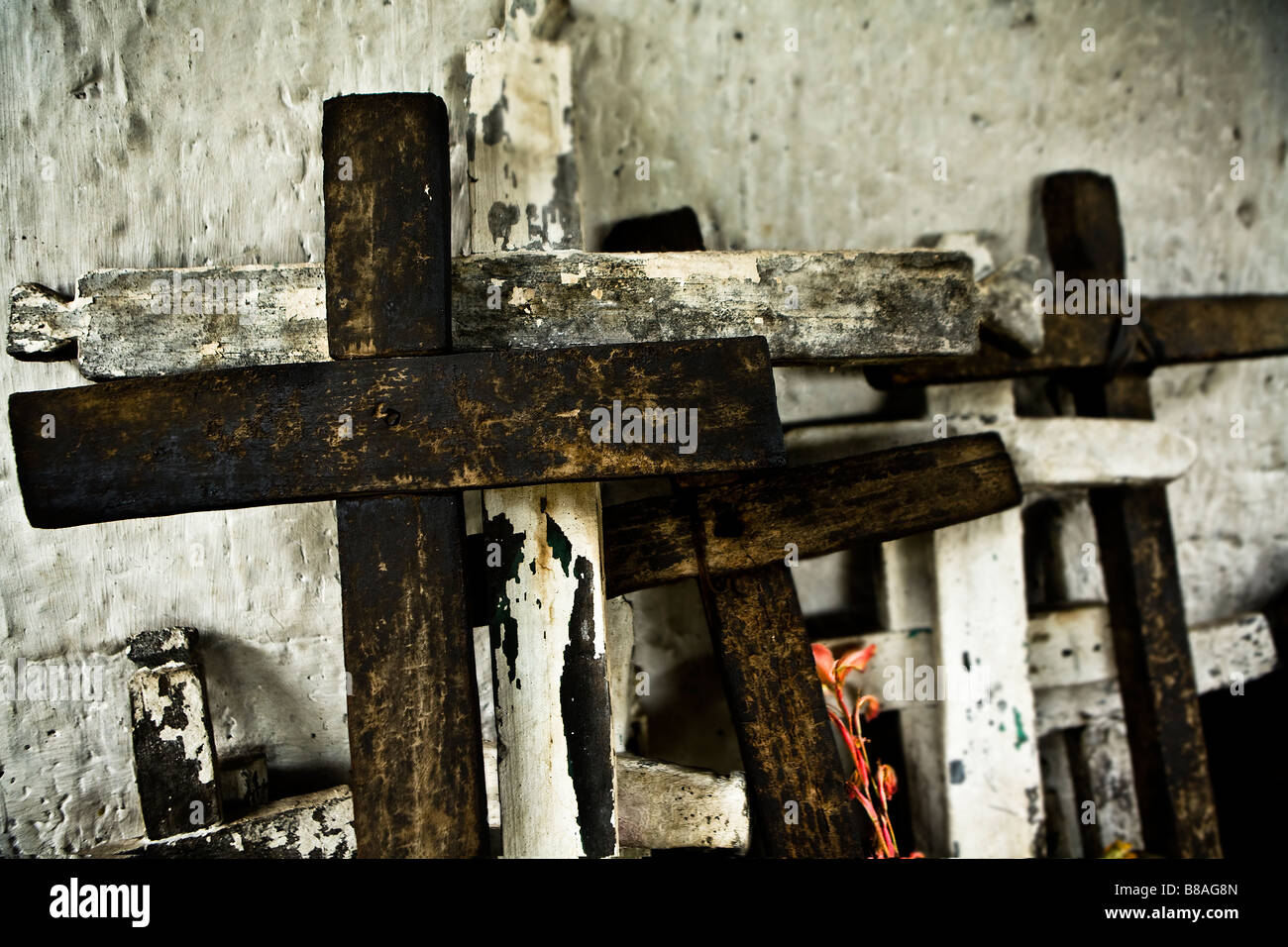 Kreuze auf einem Friedhof in Nebaj Western Highlands Guatemala Stockfoto