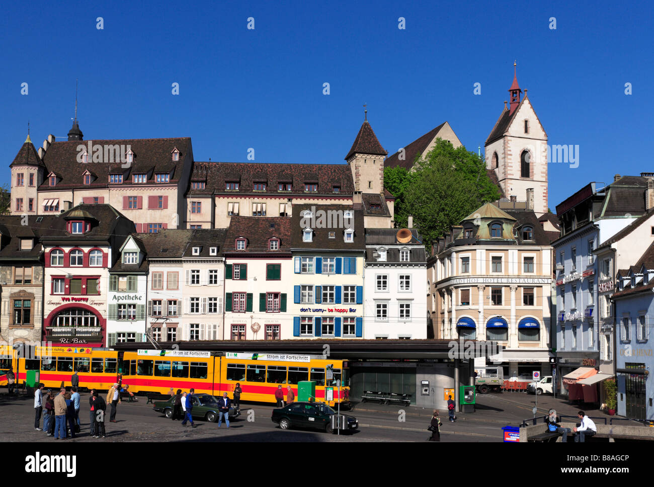 Straßenbahn-Haltestelle am Barfüsserplatz barfuß quadratische Basel-Stadt Kanton Basel Schweiz Stockfoto
