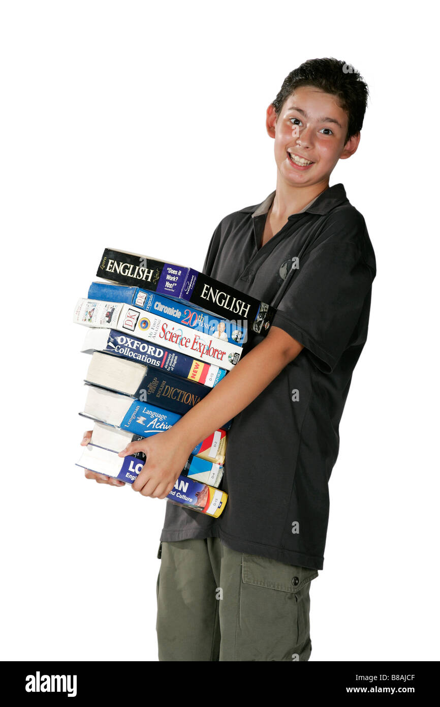 Schule positiv lernen Englisch Spaß viel Menge Kuriositäten Urlaub Studie Bildung 11 12 Jahre Farbe Vertrauen Begeisterung Stockfoto