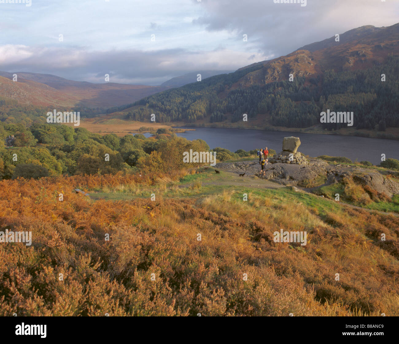 Bruces Stein, Loch Trool, Glen Trool, Galloway Forest Park, Dumfries & Galloway, Schottland, Großbritannien. Startpunkt für den Spaziergang auf der Merrick Stockfoto