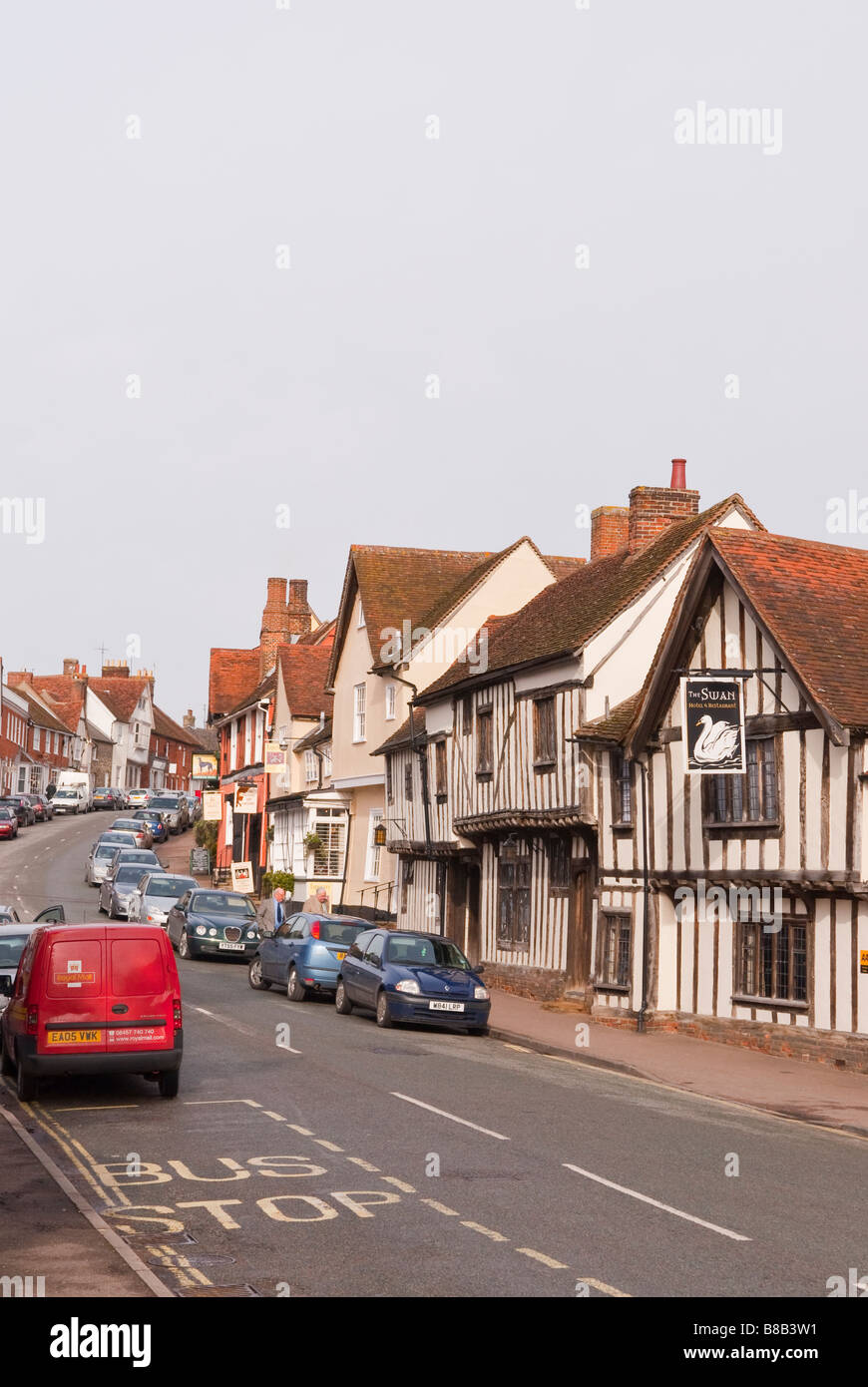 Einen Blick auf die Hauptstraße in Lavenham, Suffolk, Uk Stockfoto