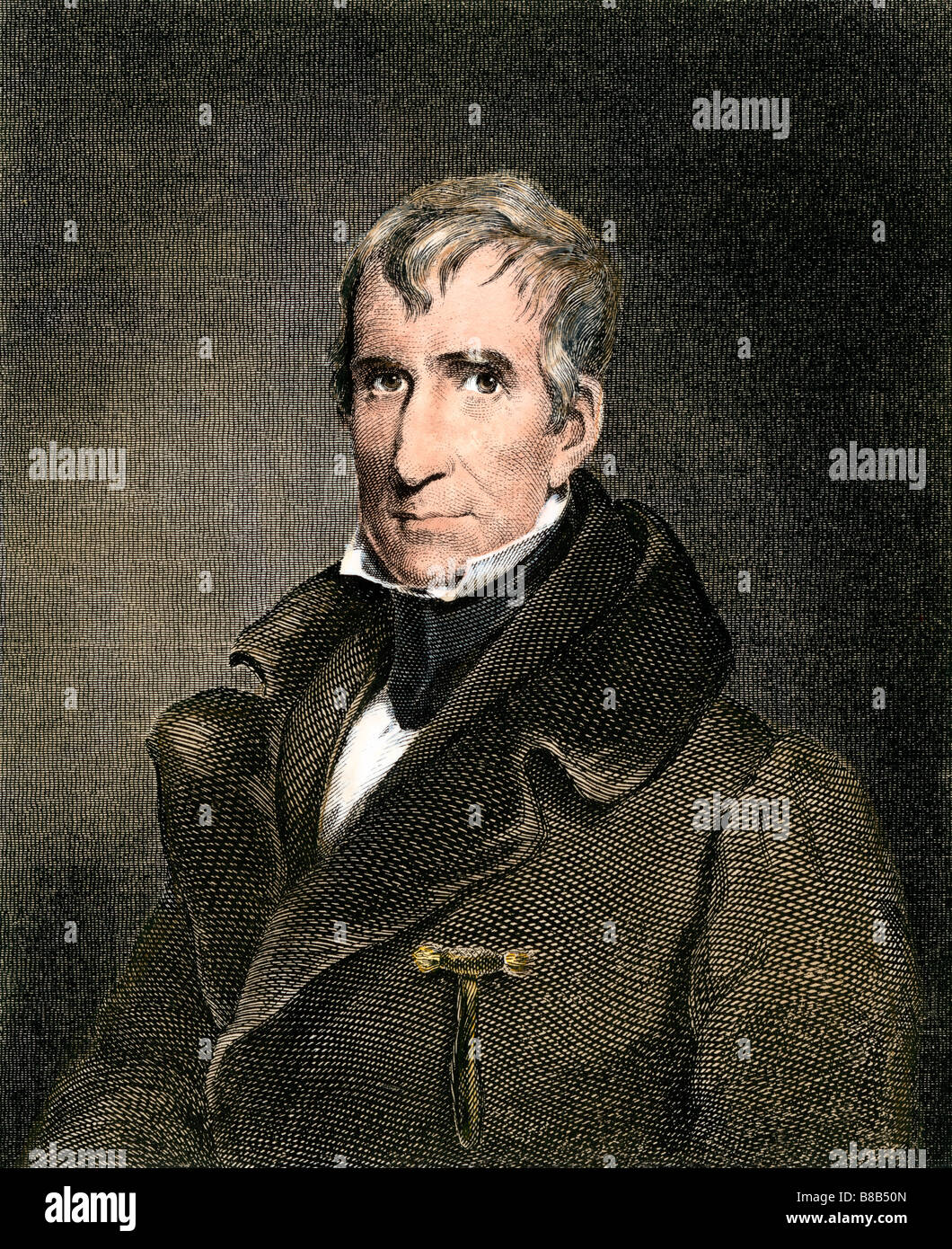 William Henry Harrison, Präsident der USA 1841. Hand - farbige Gravur Stockfoto