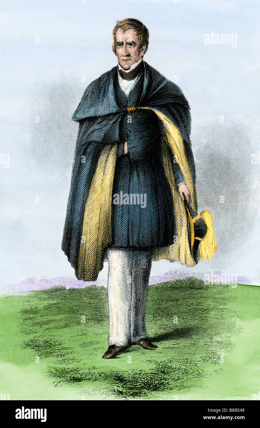 General William Henry Harrison. Hand - farbige Holzschnitt Stockfoto