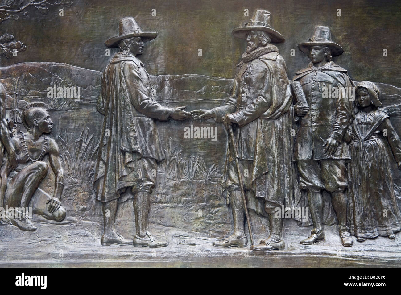 Gründung der Boston-Denkmal von Francis Paramino, Boston Common, Boston, Massachusetts, USA Stockfoto