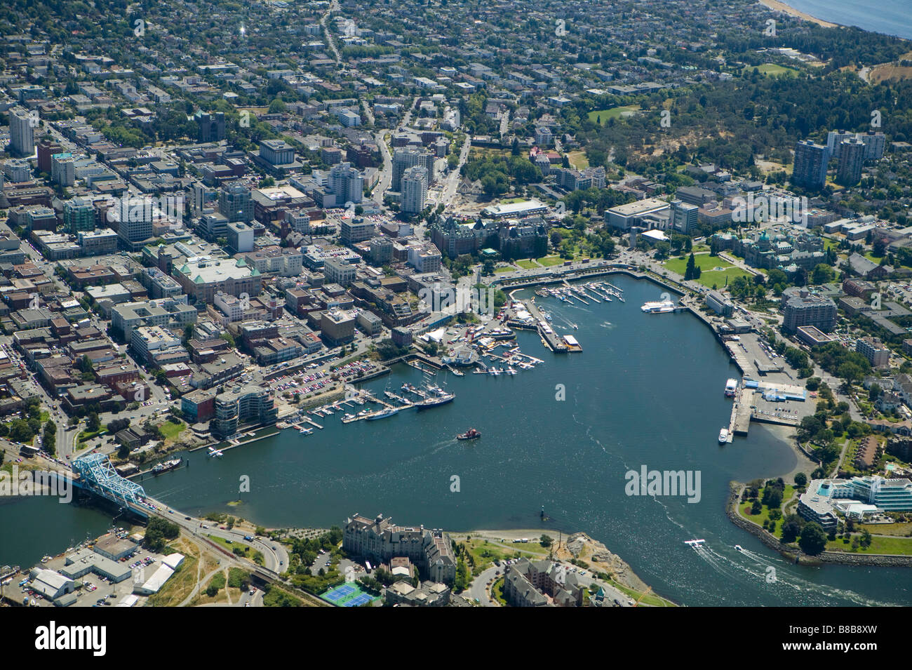 Aerial Innenhafen, Victoria, BC Stockfoto