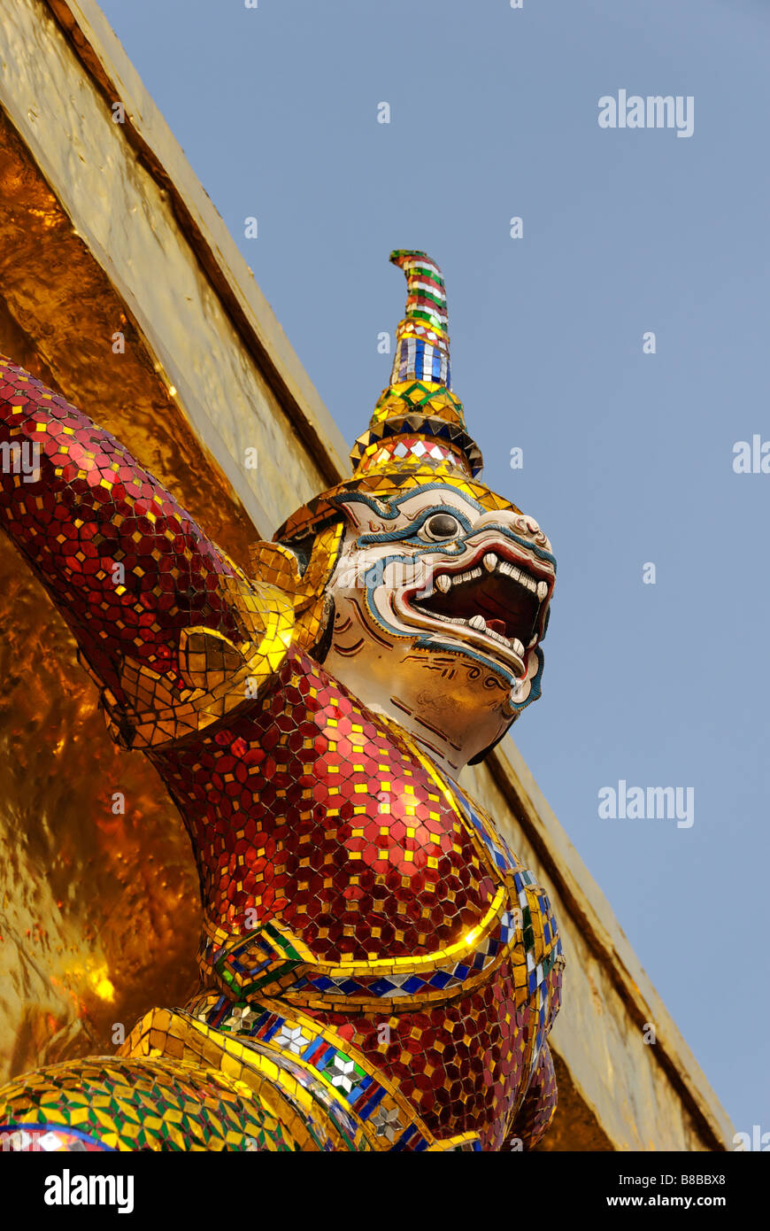 Gesicht eines Affen Dämonen - Wat Phra Kaew und dem Grand Palace in Bangkok Zentralthailand Stockfoto