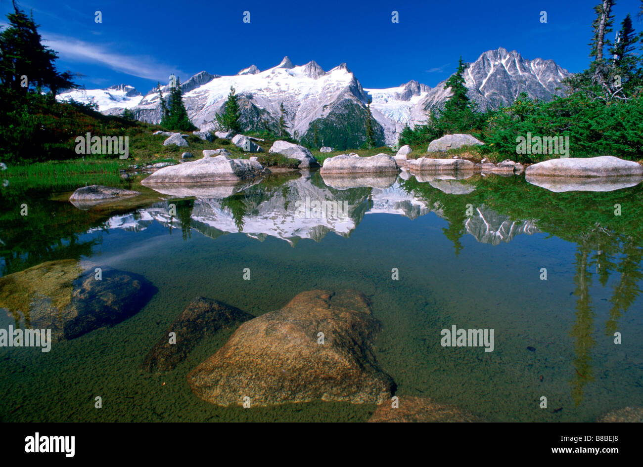 Nabob Pass Täuschung hinweisen Mt Mercator, Britisch-Kolumbien Stockfoto