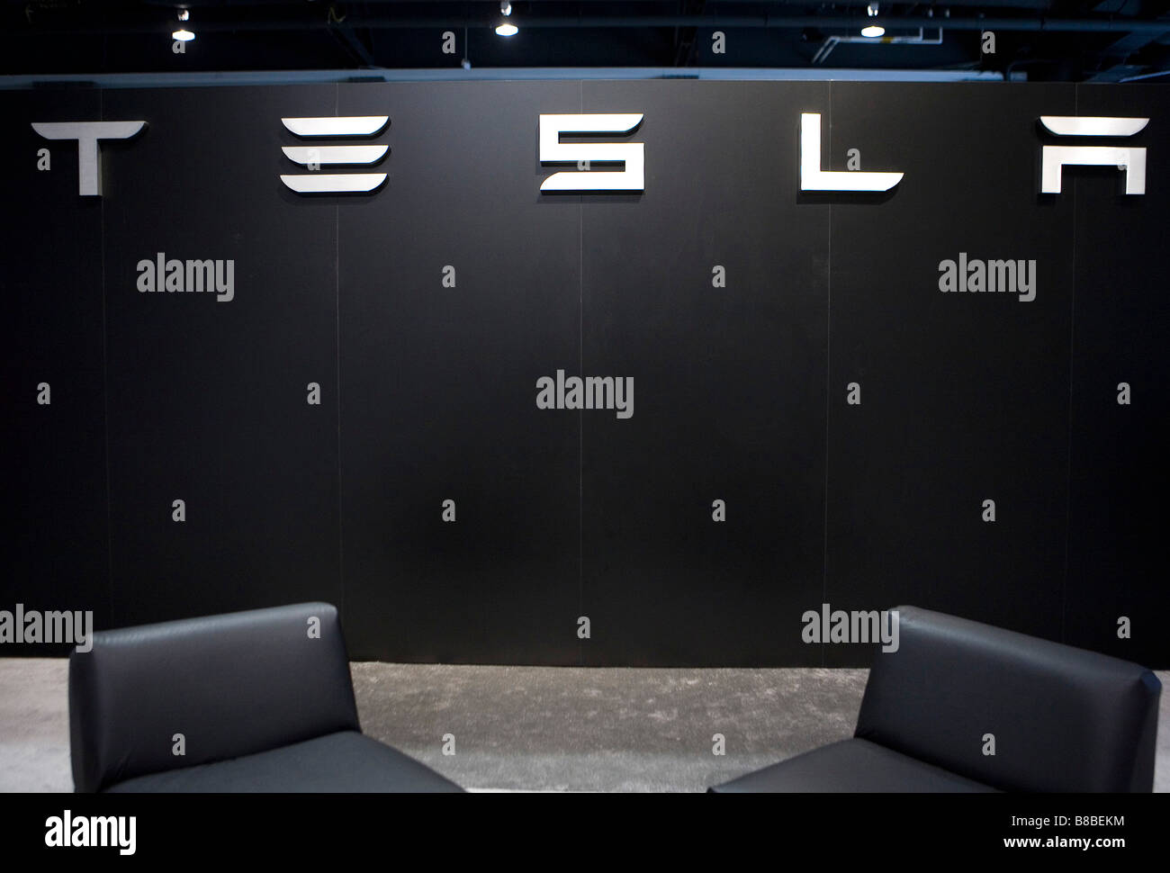 4. Februar 2009 Washington D C vollelektrisch Tesla Fahrzeugdisplay auf der Washington Auto Show Stockfoto