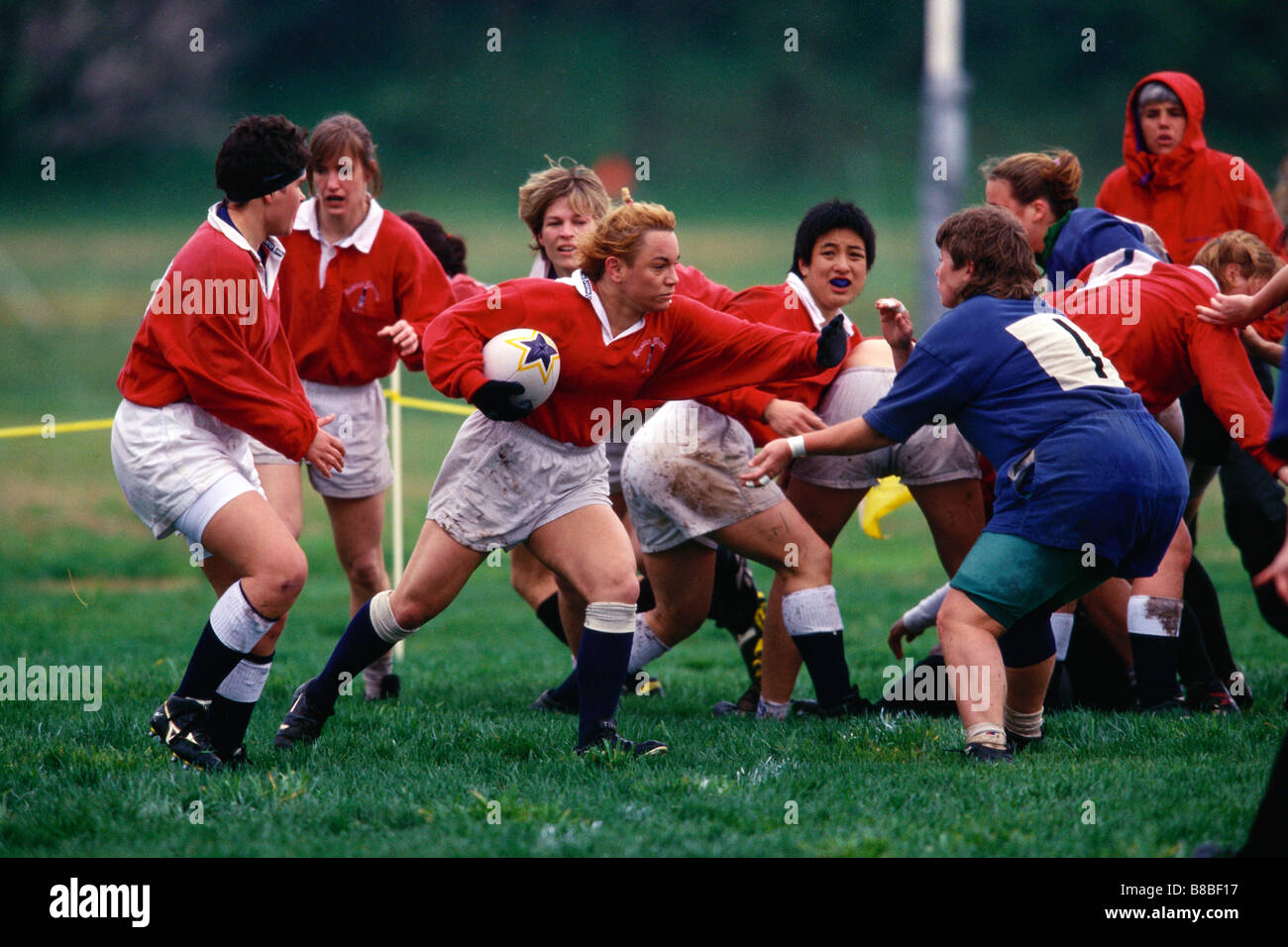 Frauen s Rugby-Spiel action Stockfoto