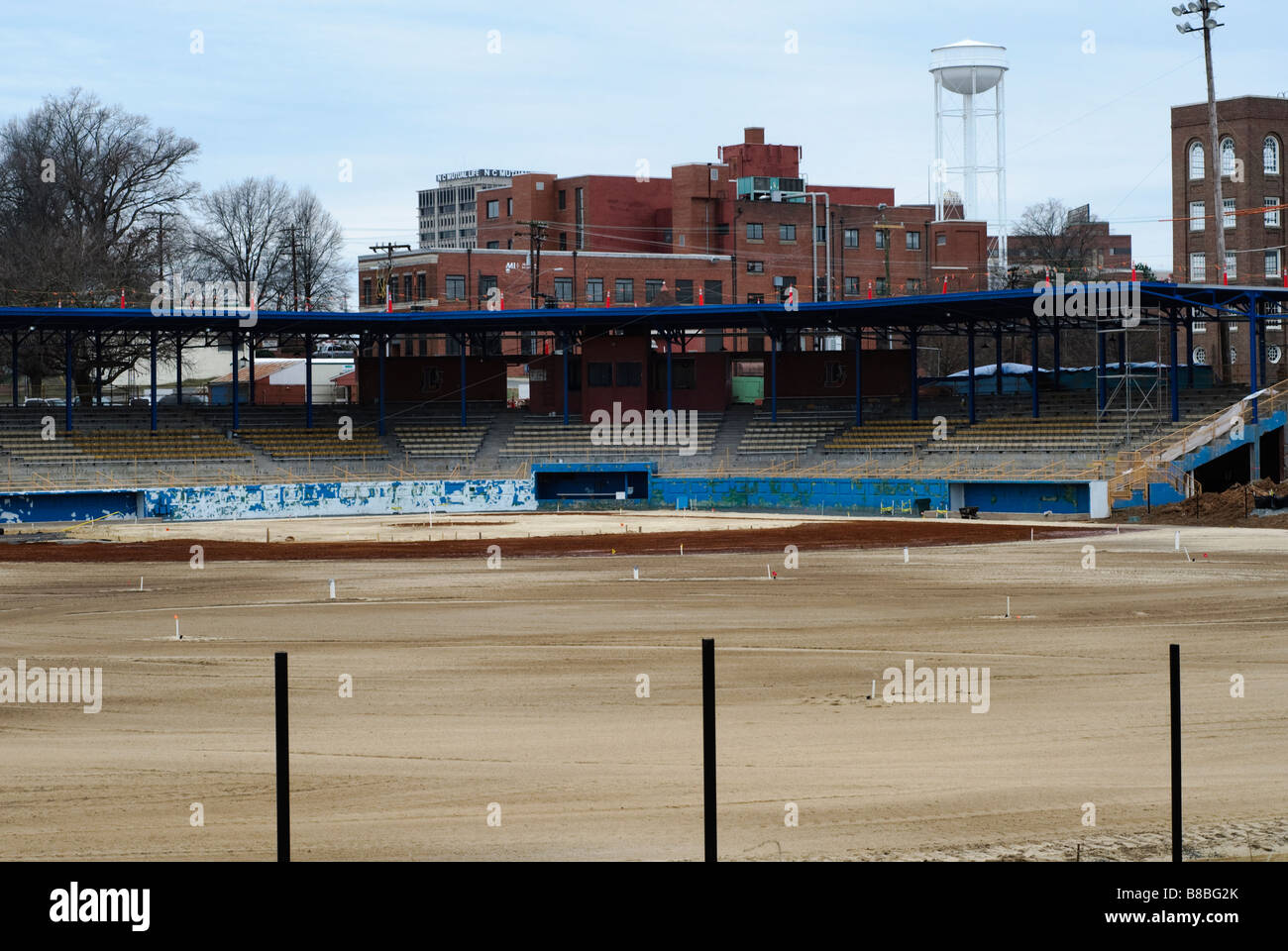 Durham Athletic Park, ehemaliges Stadion Durham Bulls Baseball-Teams Stockfoto