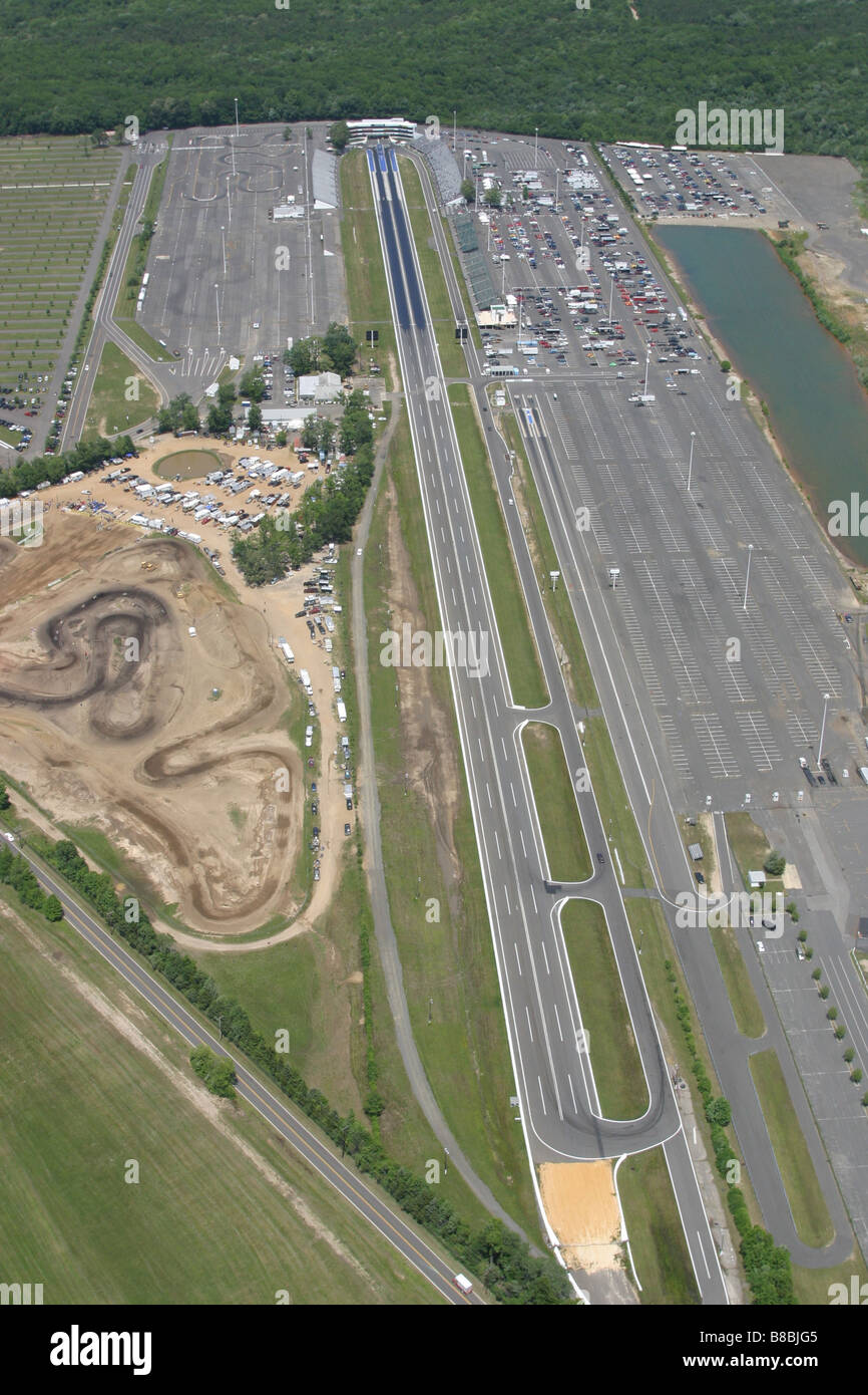 Luftaufnahme des Drag Racing Streifen in New Jersey Stockfoto