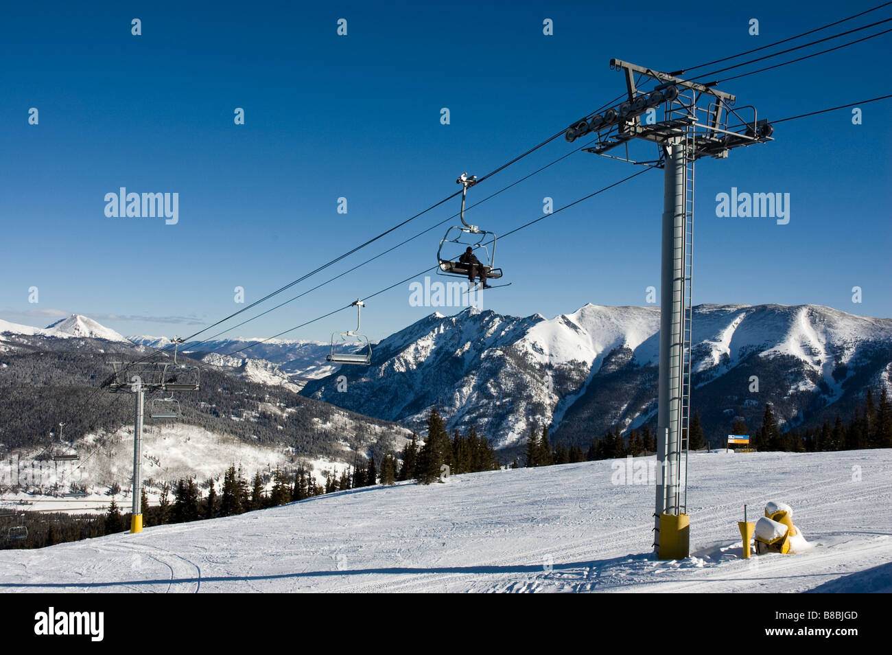 Waldgrenze Express Lift, Copper Mountain Resort, Summit County, Colorado. Stockfoto