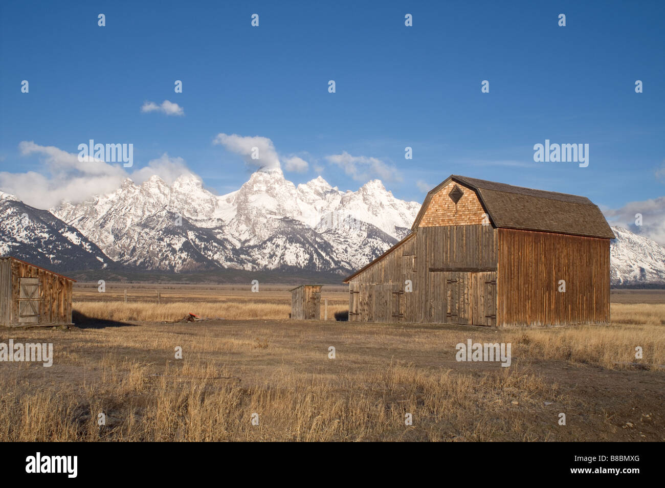Scheunen in den Ausläufern der Teton Stockfoto