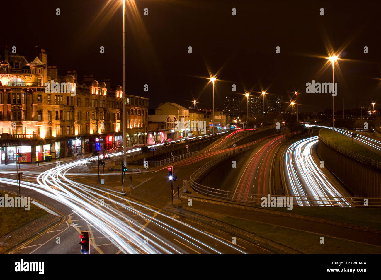 Charing Cross, Glasgow in der Nacht. Stockfoto