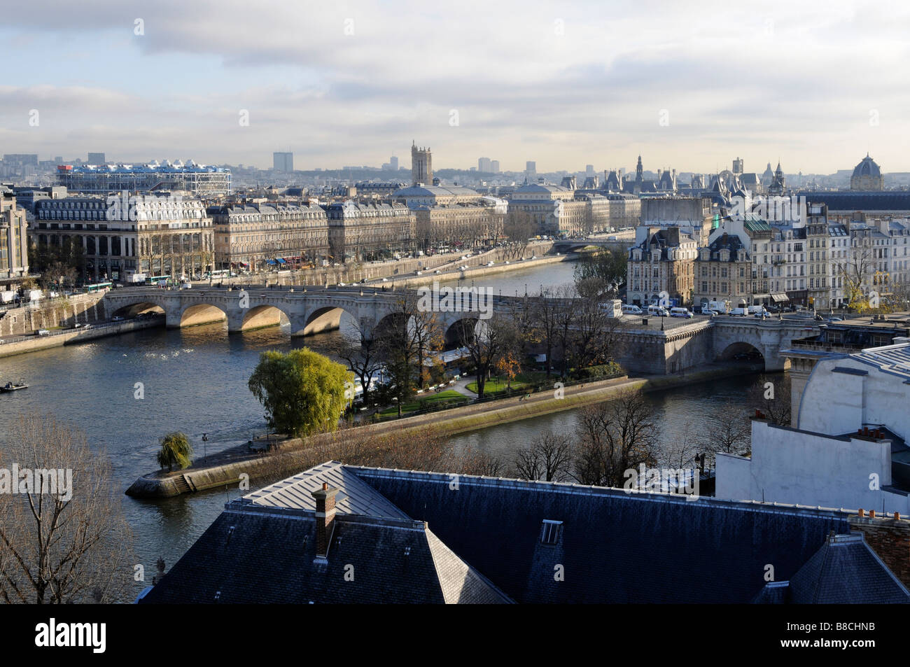 La Seine le Vert Galant ein Paris-Frankreich Stockfoto