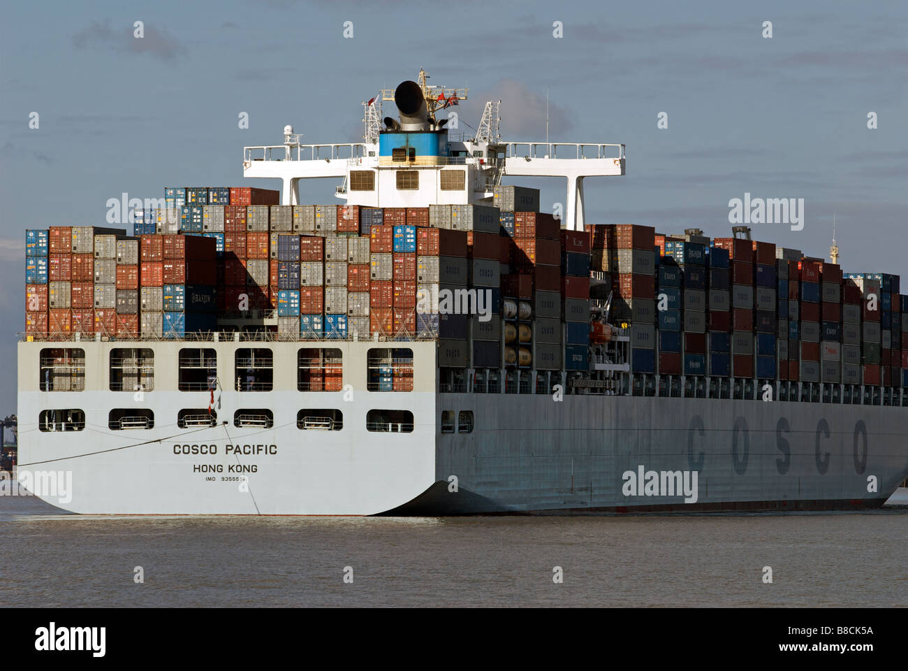 Containerschiff, Hafen von Felixstowe, Suffolk, UK. Stockfoto