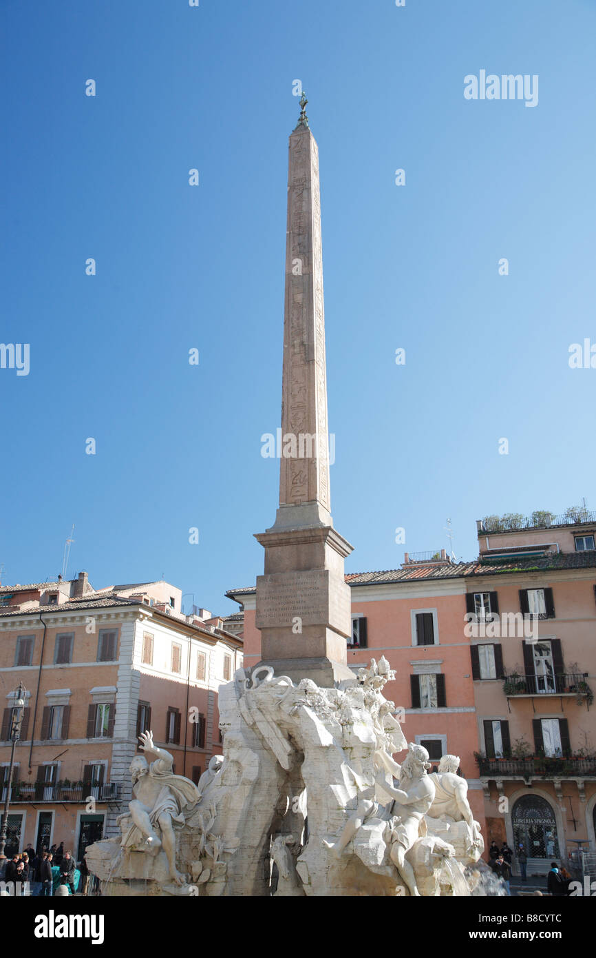 Obelisk, Piazza Navona, Rom, Italien Stockfoto