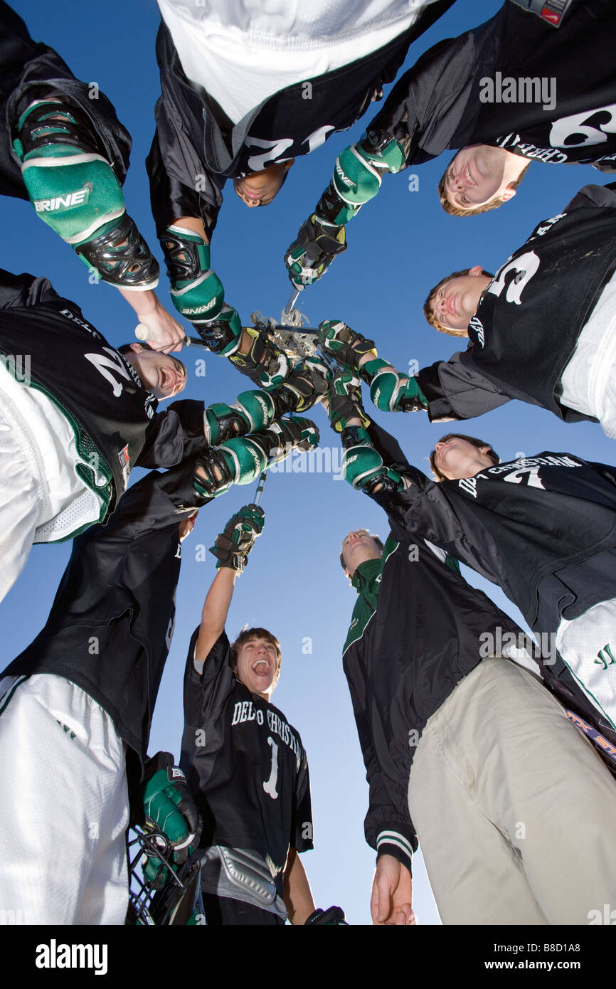 Jungen High School Lacrosse-Team an einer Privatschule. Stockfoto