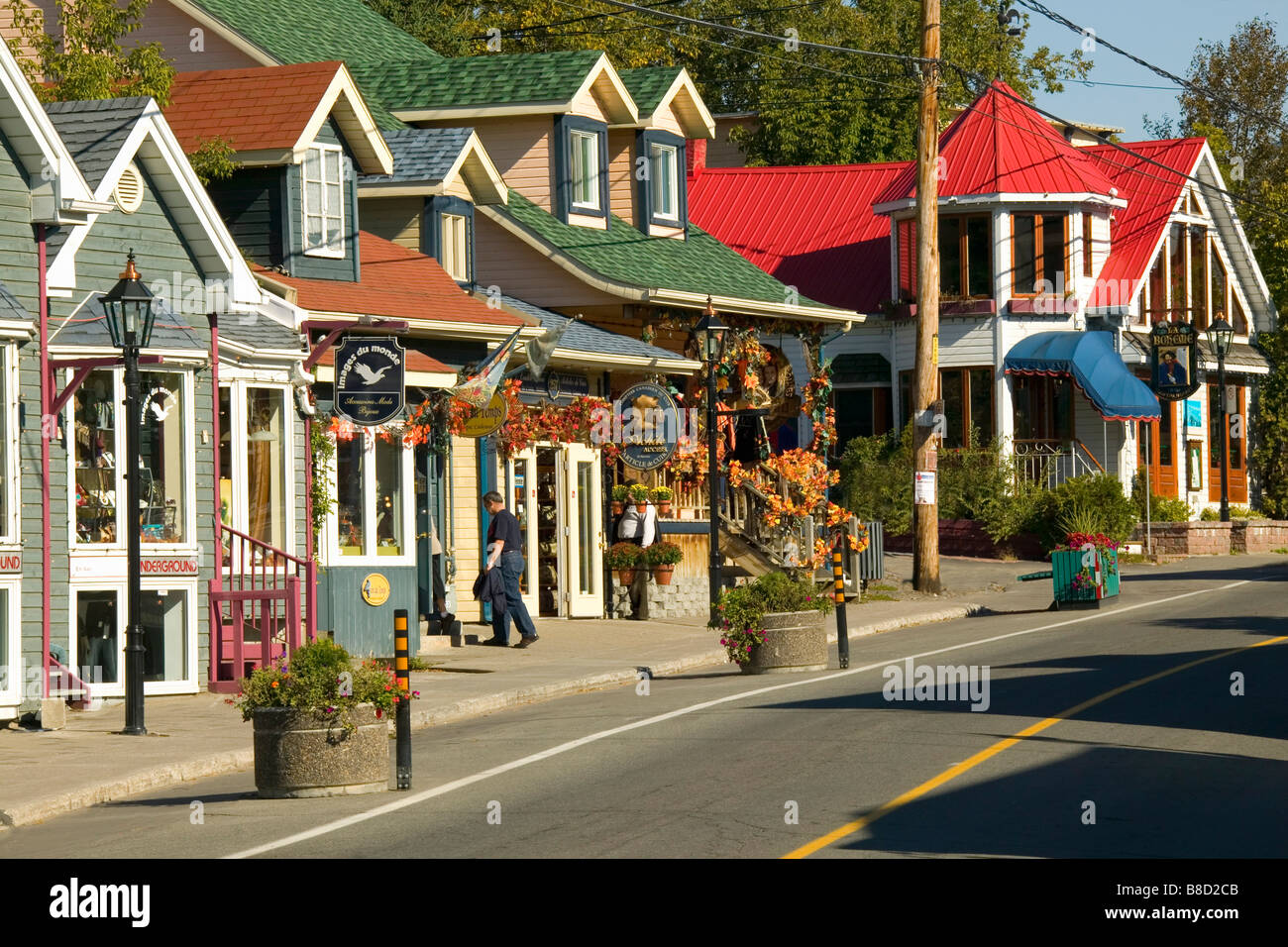 Main Street, Saint-Sauveur Laurentians, Quebec Stockfoto