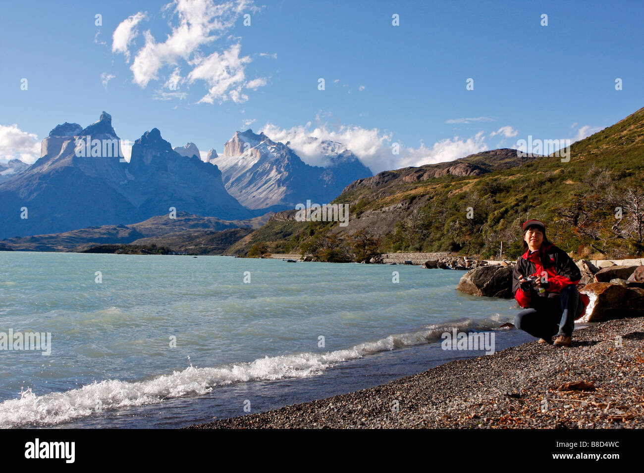 Chinesische Frau chilenischen Patagonien Torres del Paine Nationalpark Stockfoto