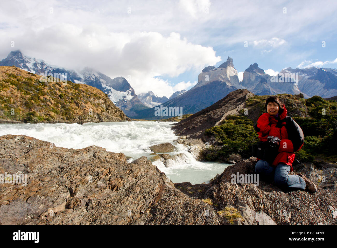 Chinesische Frau chilenischen Patagonien Torres del Paine Nationalpark Stockfoto