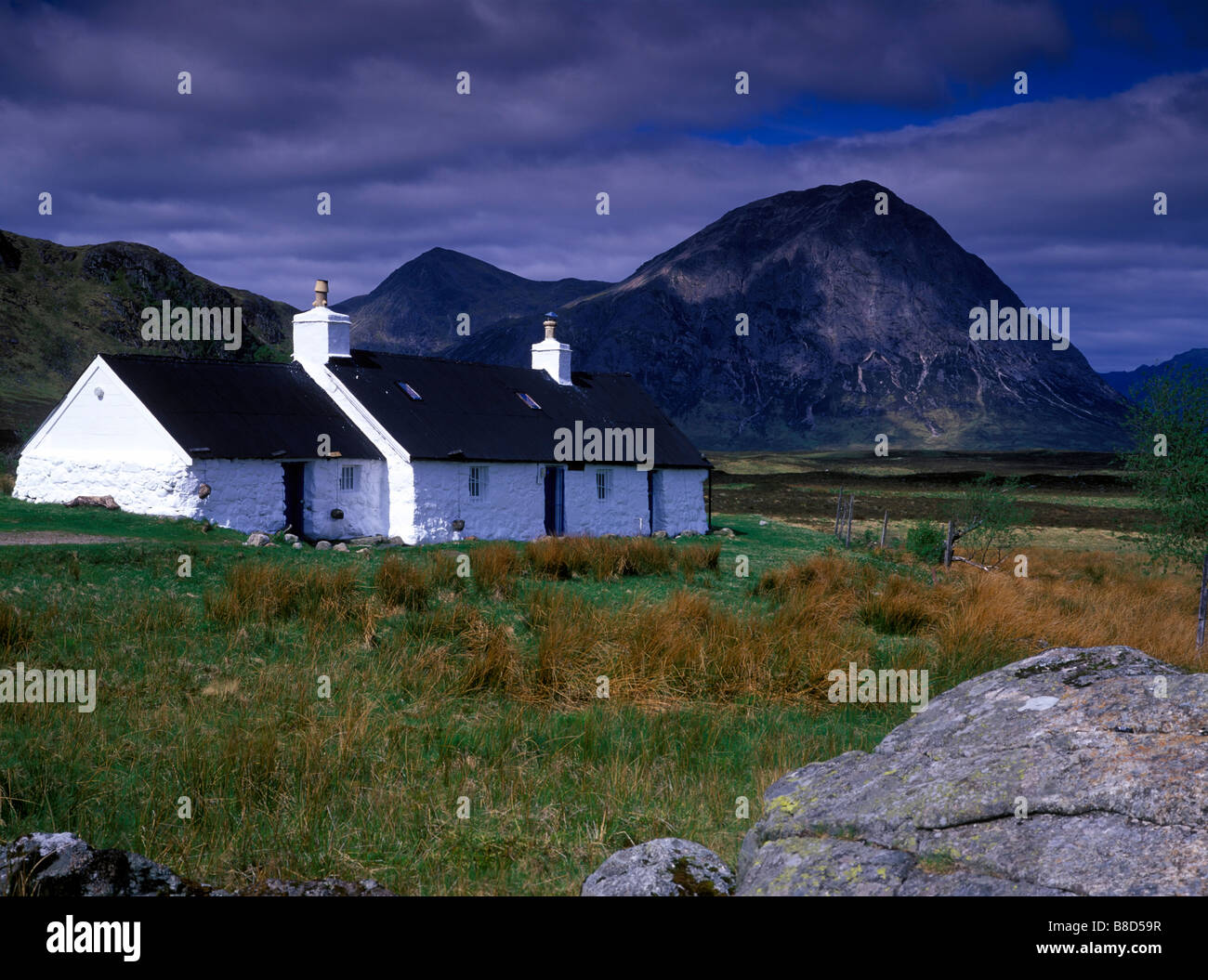 Der schottische Womens Mountaineering Club-Hütte, bekannt als Black Rock Cottage, Glencoe Stockfoto